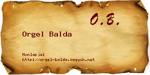 Orgel Balda névjegykártya